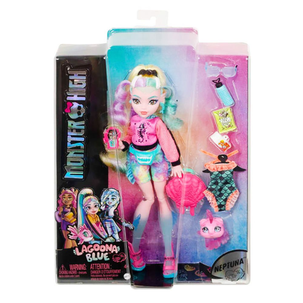  Кукла Monster High Lagoona Blue с домашен любимец и аксесоари, HHK55