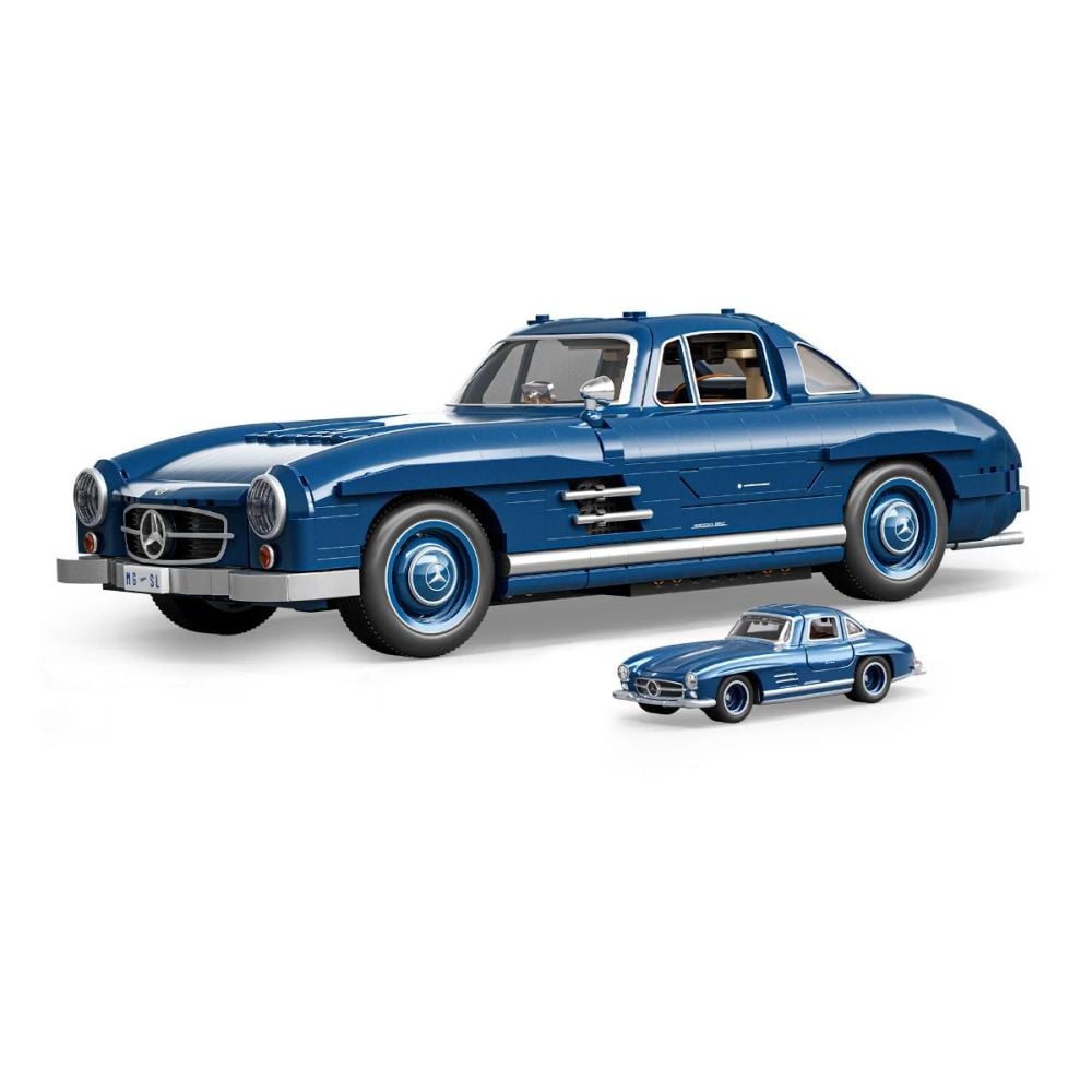 Конструктивен комплект и метална количка, Brick Shop, Hot Wheels, Mercedes Benz 300 SL, HWW25