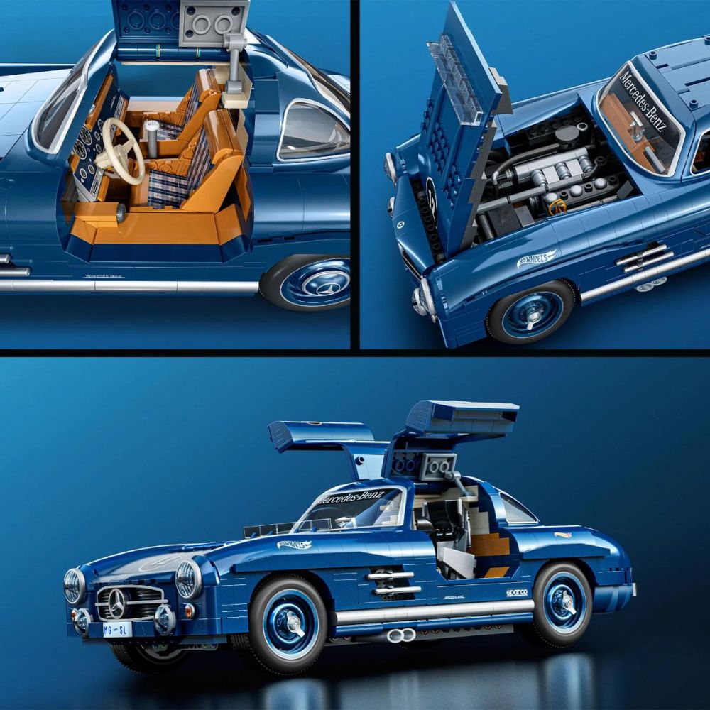 Конструктивен комплект и метална количка, Brick Shop, Hot Wheels, Mercedes Benz 300 SL, HWW25