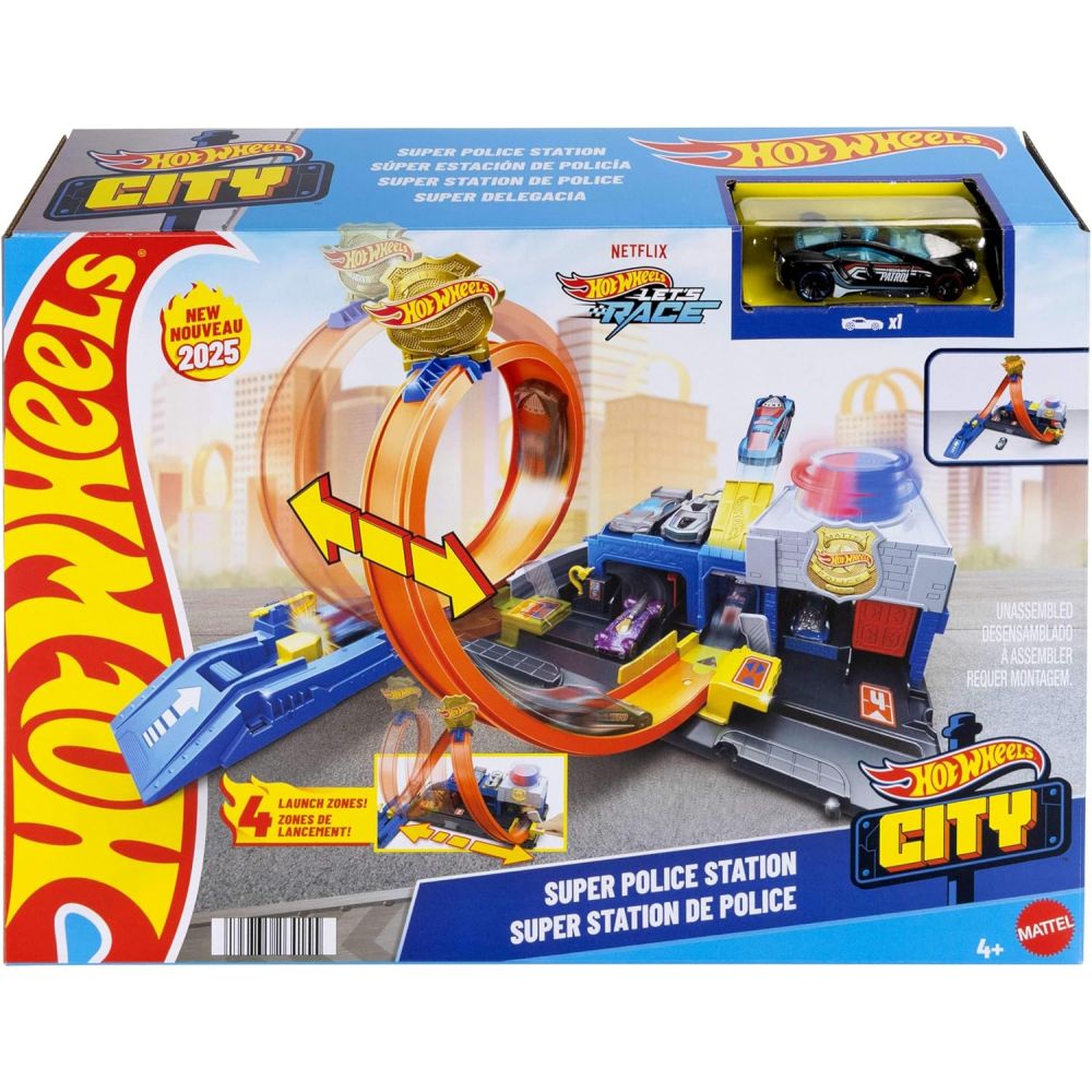 Комплект за игра с количка, Hot Wheels City, Super Police Station, JBM71
