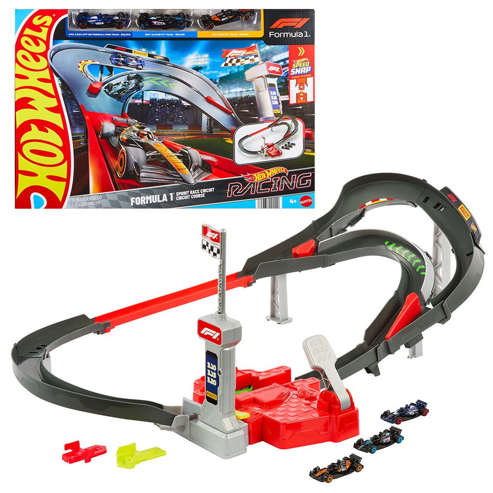 Комплект за игра с 3 колички и писти ot Hot Wheels, Formula 1, JDY15