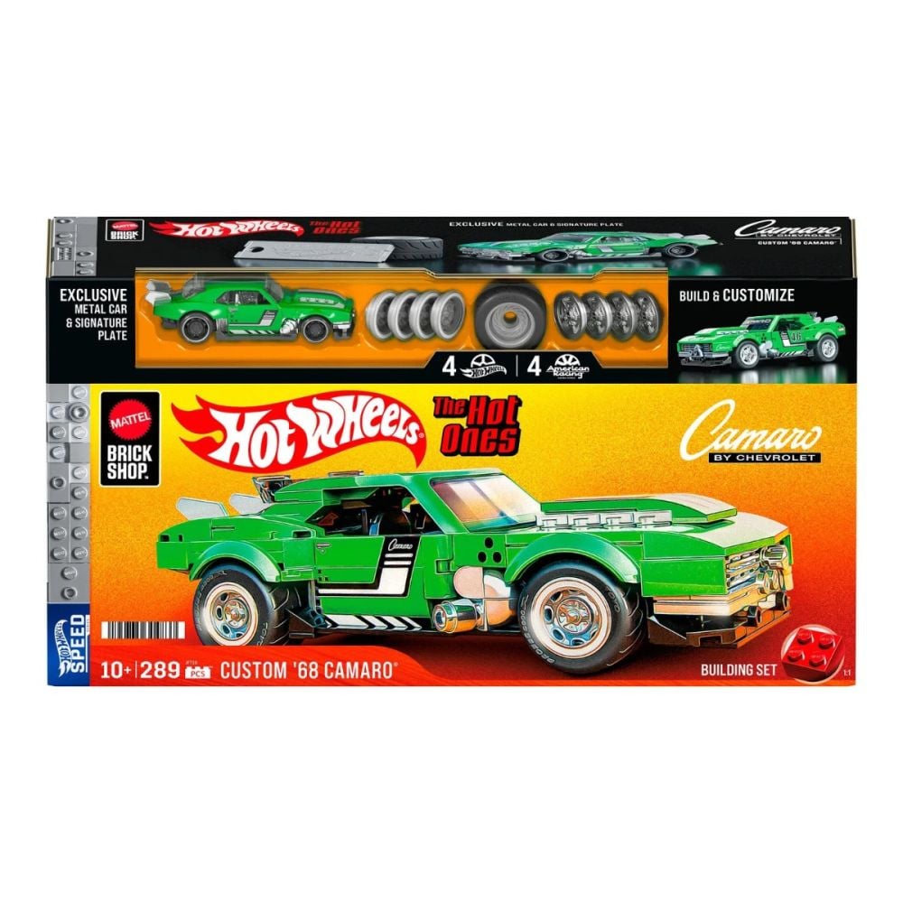 Строителен комплект и метална количка, Hot Wheels, 68 Chevrolet Camaro, 289 части, JFT16