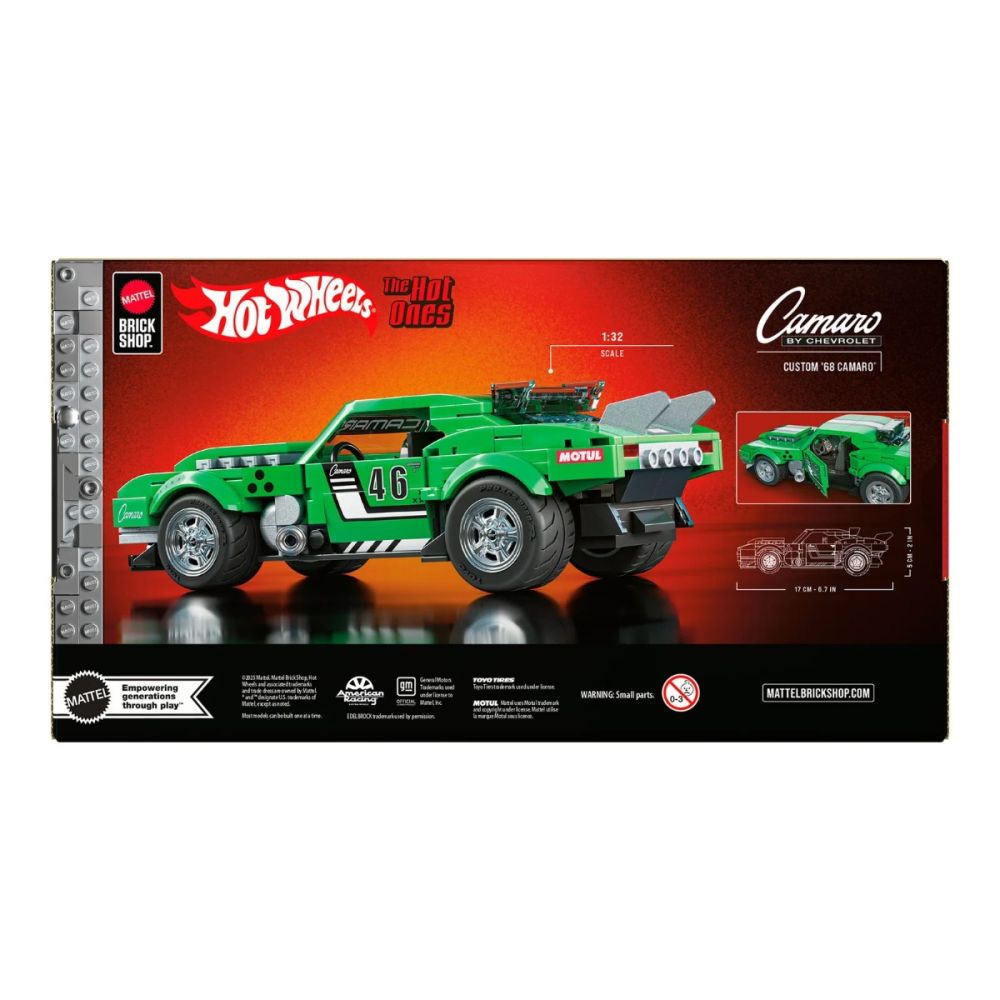 Строителен комплект и метална количка, Hot Wheels, 68 Chevrolet Camaro, 289 части, JFT16