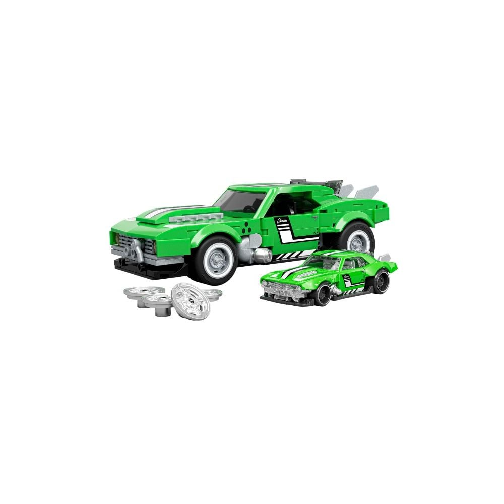 Строителен комплект и метална количка, Hot Wheels, 68 Chevrolet Camaro, 289 части, JFT16
