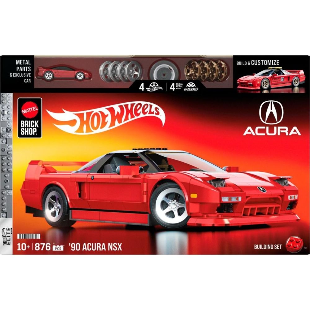 Строителен комплект и метална кола, Brick Shop, Hot Wheels, Honda Acura NSX 90, JFT17