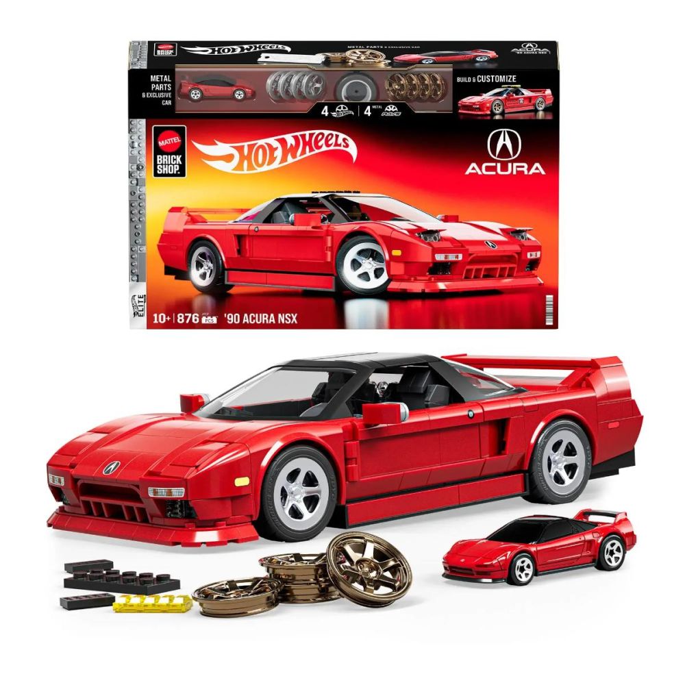 Строителен комплект и метална кола, Brick Shop, Hot Wheels, Honda Acura NSX 90, JFT17