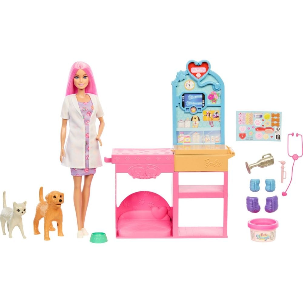 Комплект за игра с кукла Barbie, Ветеринарна клиника, JFX93