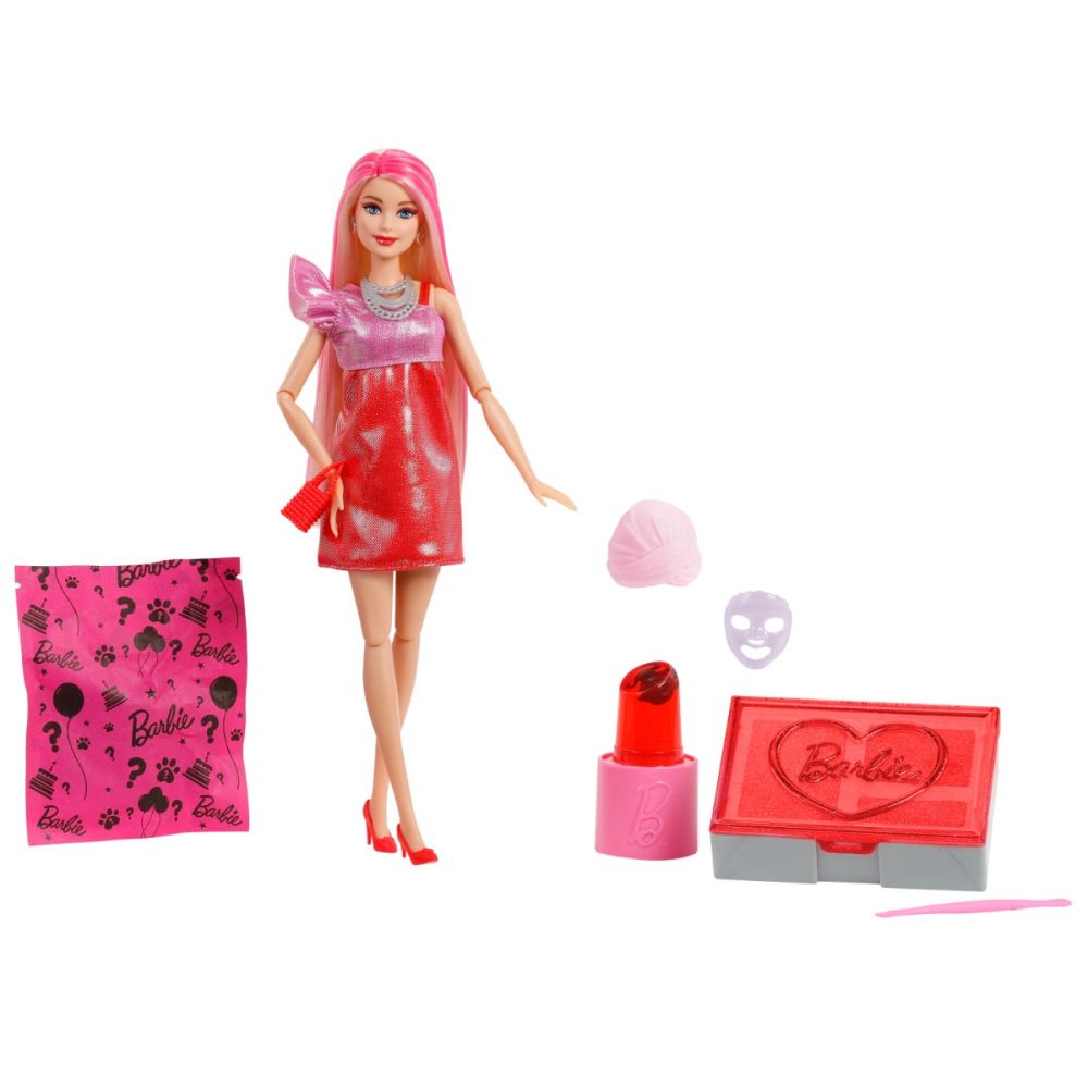 Кукла Barbie Party Unboxed, Glam Red Original, 10 изненади, JFY68