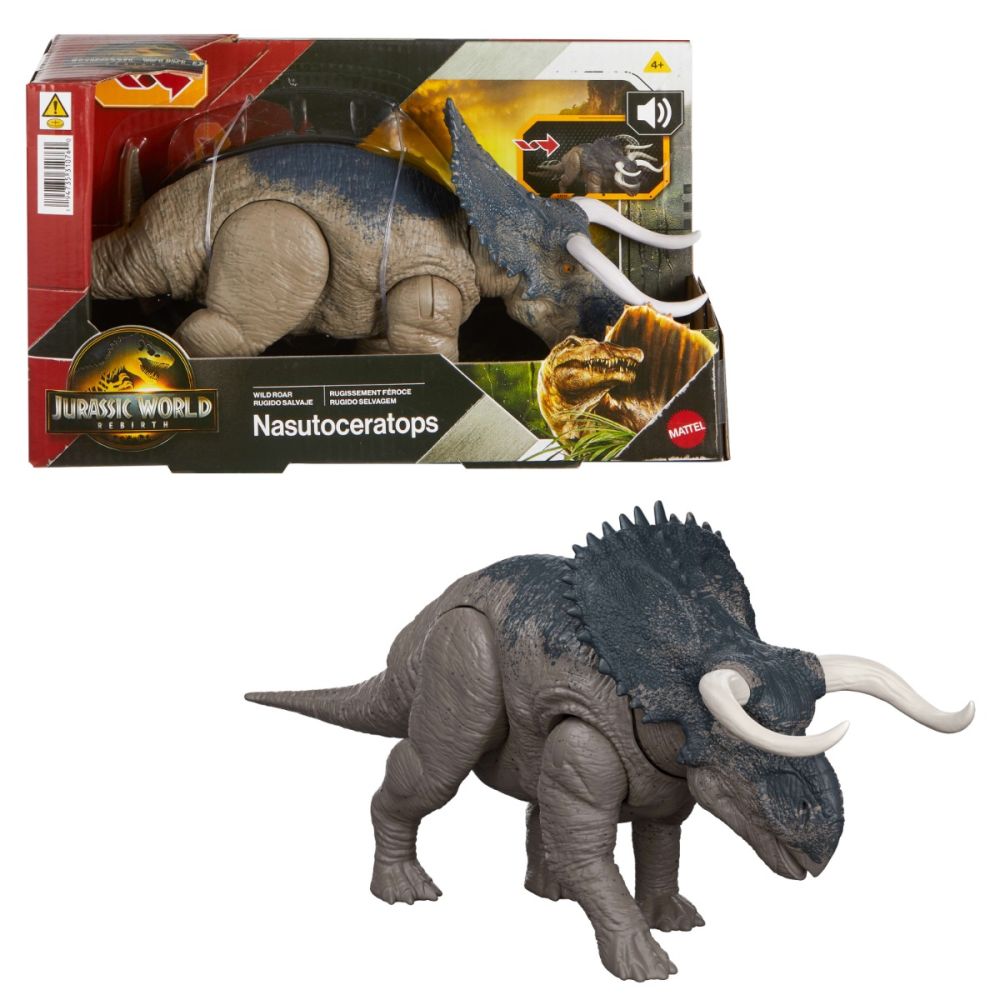Подвижна фигурка, Jurassic World Rebirth, Wild Roar, Nasutoceratops, JGC81