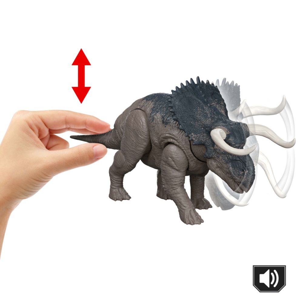 Подвижна фигурка, Jurassic World Rebirth, Wild Roar, Nasutoceratops, JGC81