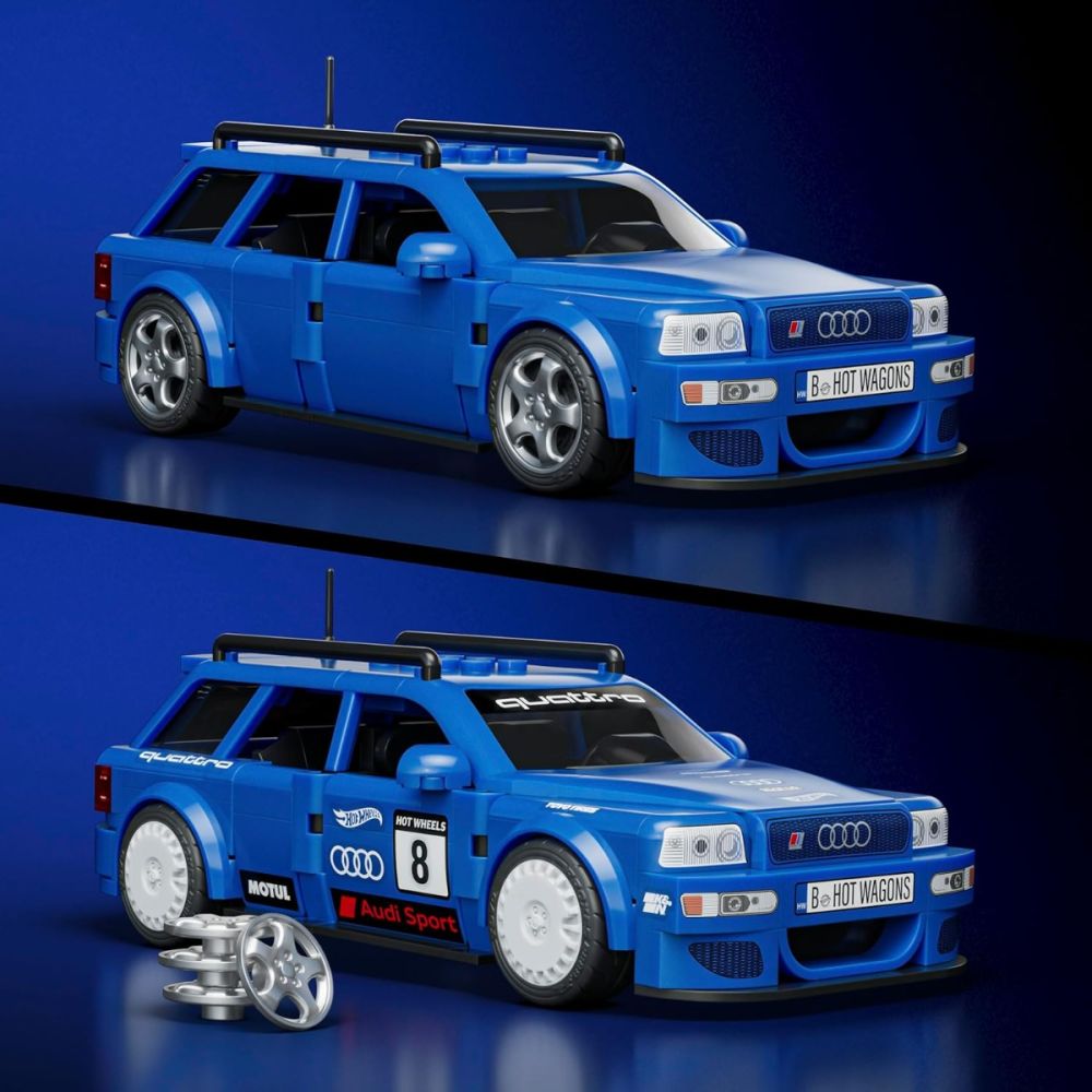 Строителен комплект и метална кола, Brick Shop, Hot Wheels, 94 Audi Avant RS2, JGR28