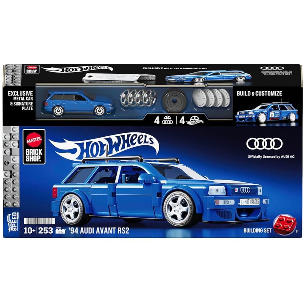 Строителен комплект и метална кола, Brick Shop, Hot Wheels, 94 Audi Avant RS2, JGR28