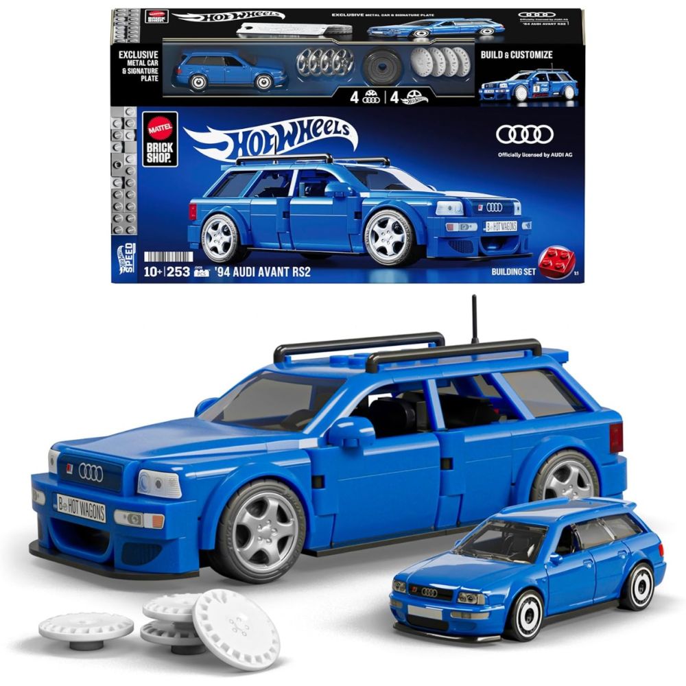Строителен комплект и метална кола, Brick Shop, Hot Wheels, 94 Audi Avant RS2, JGR28
