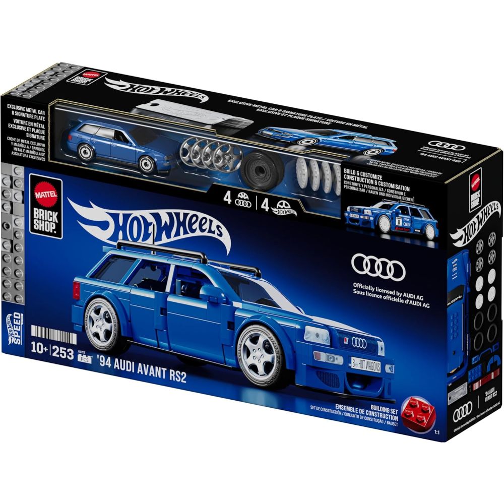 Строителен комплект и метална кола, Brick Shop, Hot Wheels, 94 Audi Avant RS2, JGR28