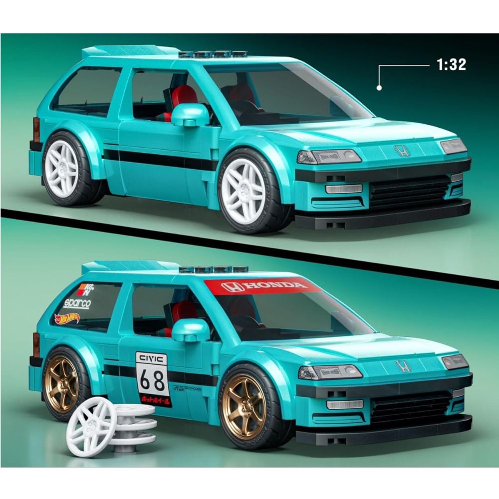 Строителен комплект Brick Shop, Hot Wheels, Custom Honda Civic Speed 90, JHF62