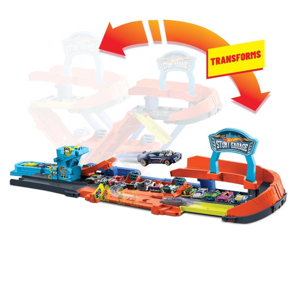 Комплект за игра 2в1 с количка, Hot Wheels, Transforming Stunt Garage, JHL94