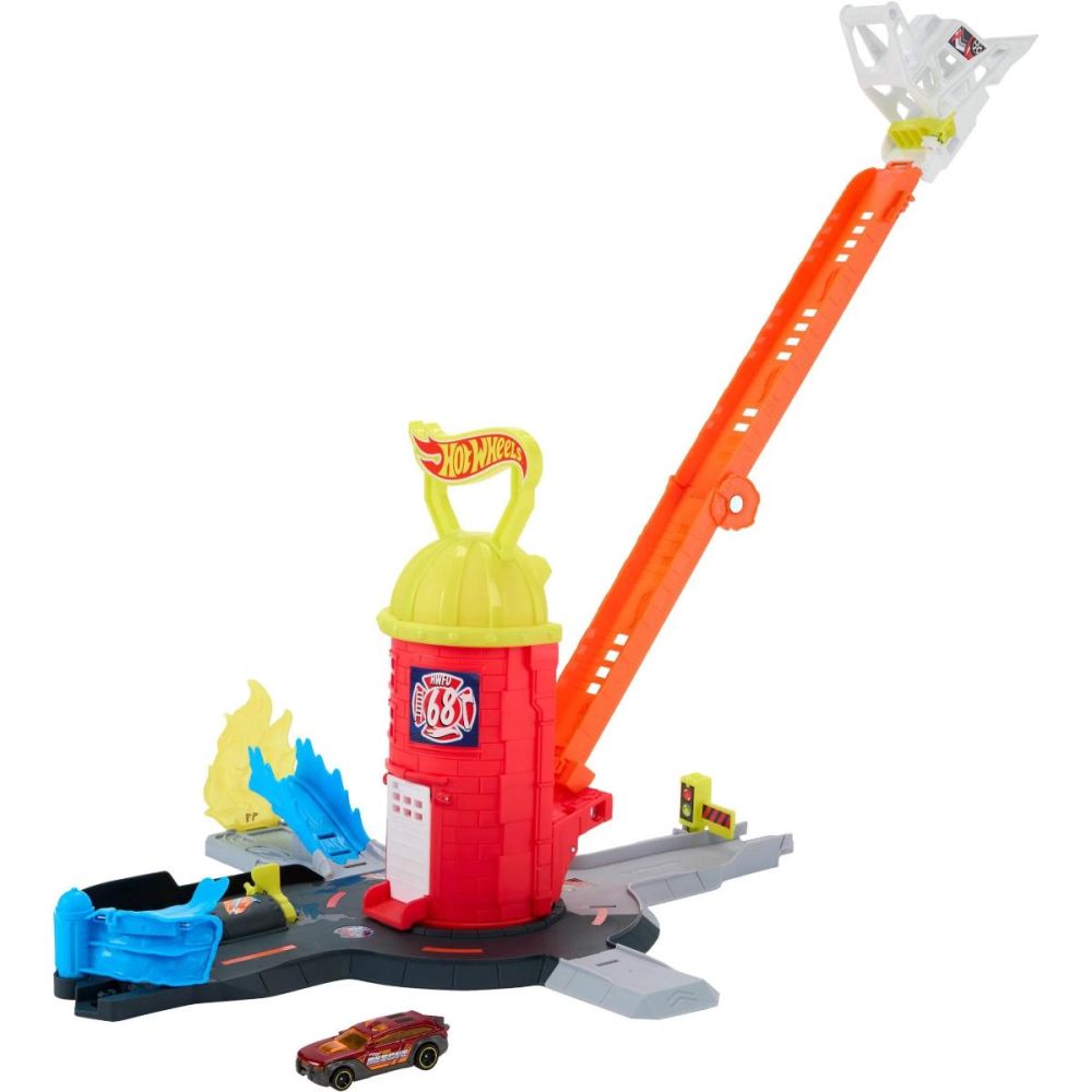 Комплект за игра с количка, Hot Wheels, Super Fire Station Rescue, JHL95