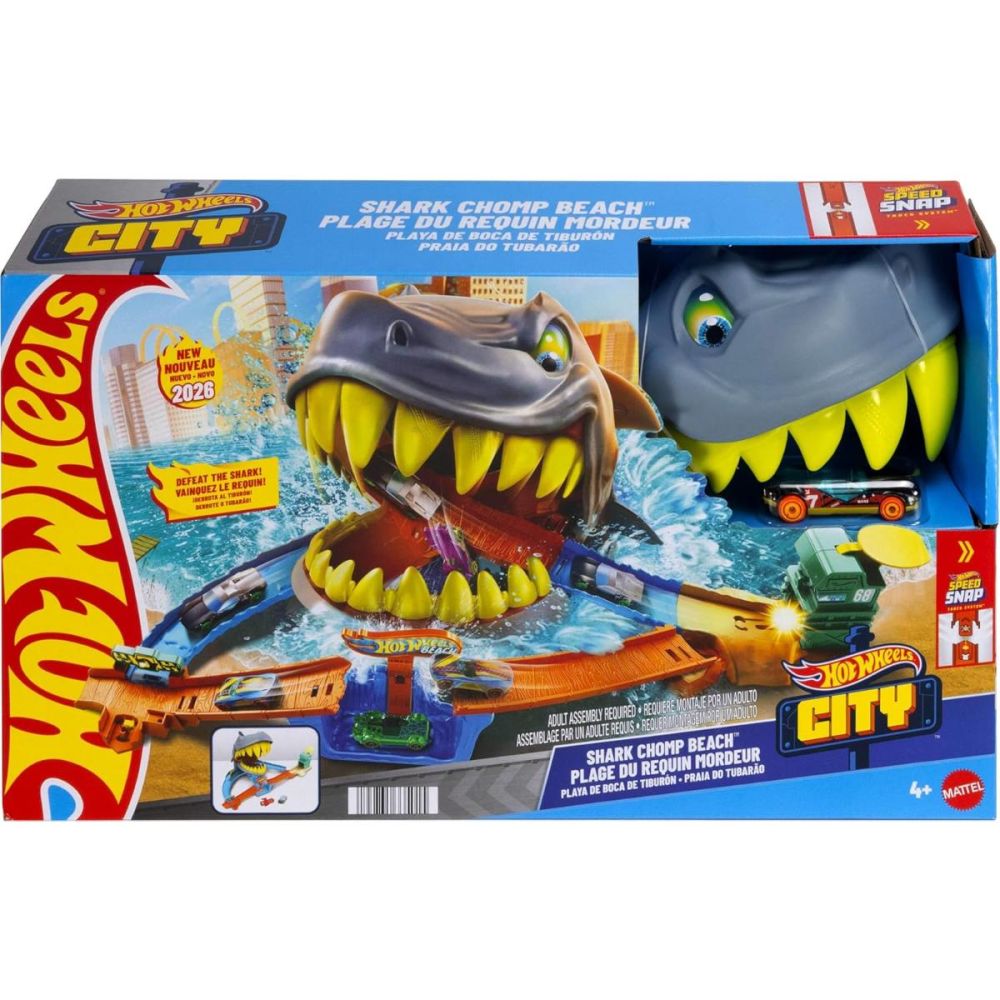 Комплект за игра с количка, Hot Wheels, Shark Chomp Beach, 1:64, JHL96
