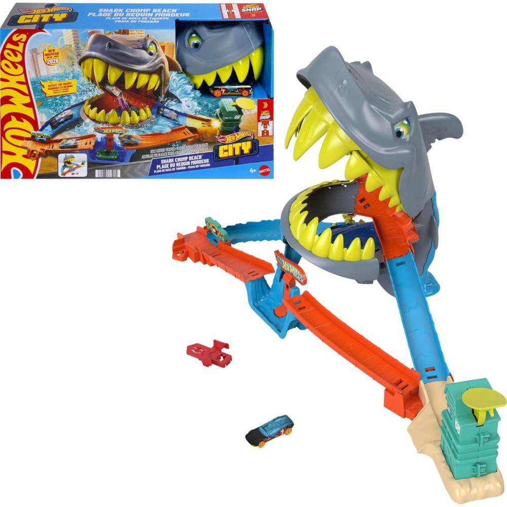 Комплект за игра с количка, Hot Wheels, Shark Chomp Beach, 1:64, JHL96