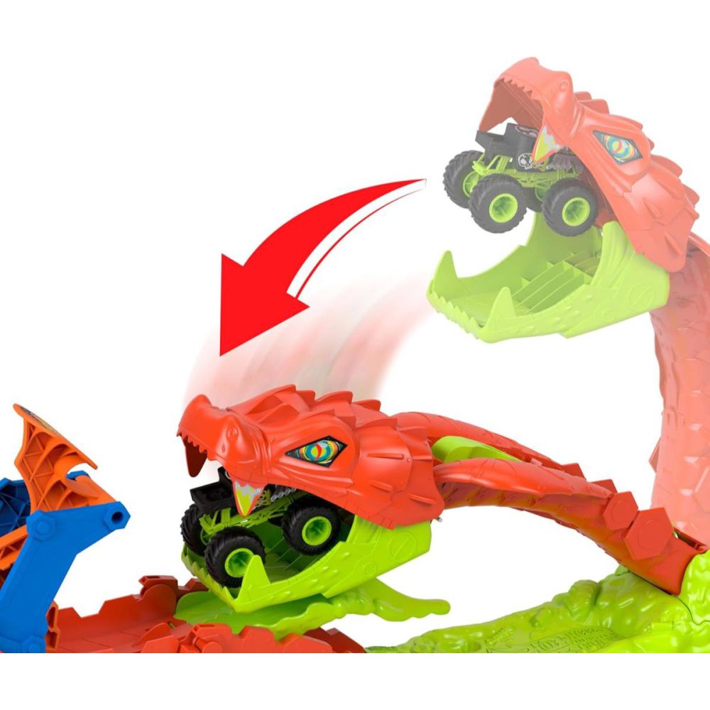 Комплект за игра с количка, Hot Wheels, Monster Trucks, Snake Slam Takedown, JJN44