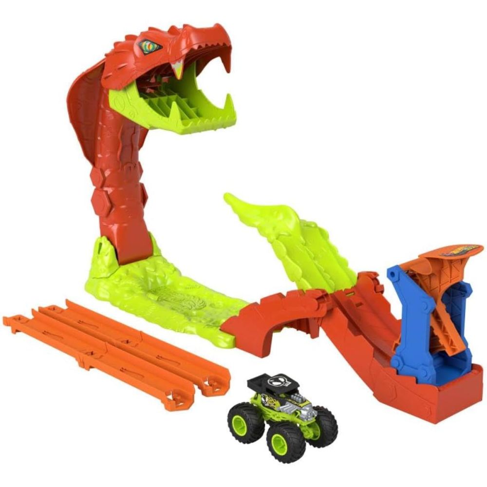 Комплект за игра с количка, Hot Wheels, Monster Trucks, Snake Slam Takedown, JJN44