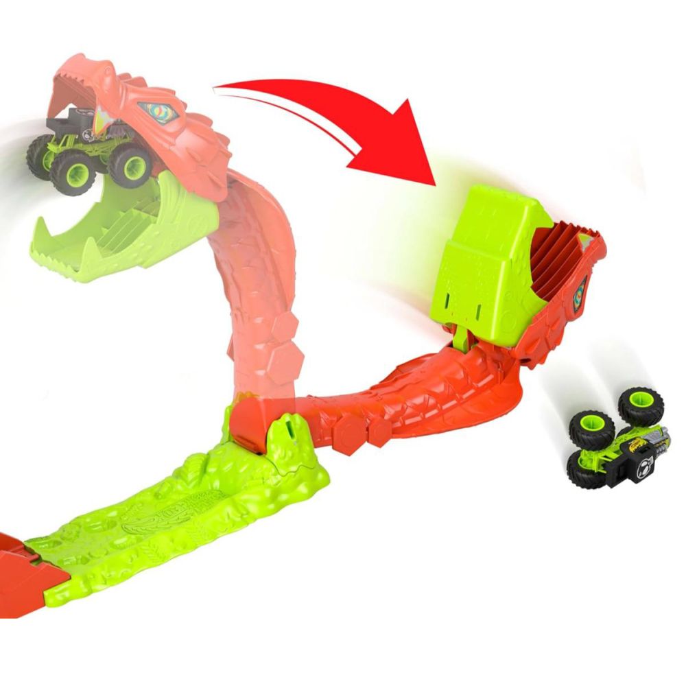 Комплект за игра с количка, Hot Wheels, Monster Trucks, Snake Slam Takedown, JJN44