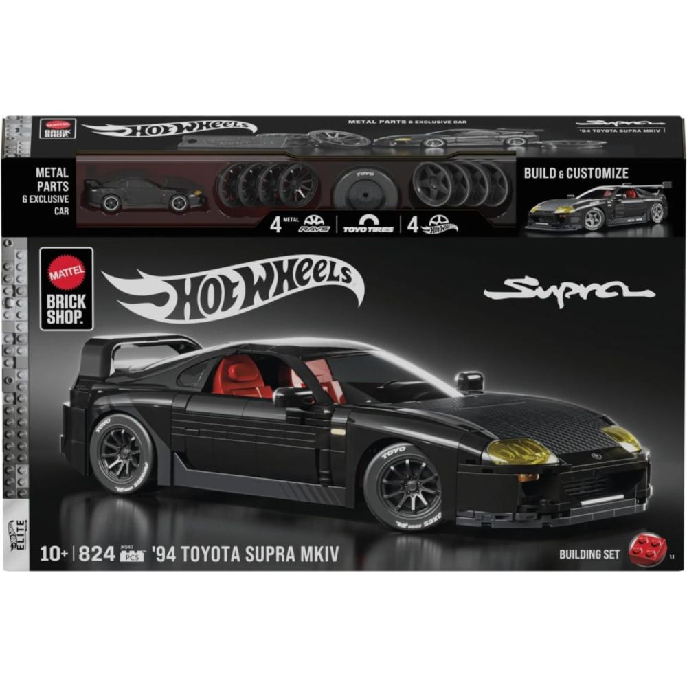 Конструктор и метална количка Brick Shop, Hot Wheels, Elite Series, ‘94 Toyota Supra MKIV, JKG40