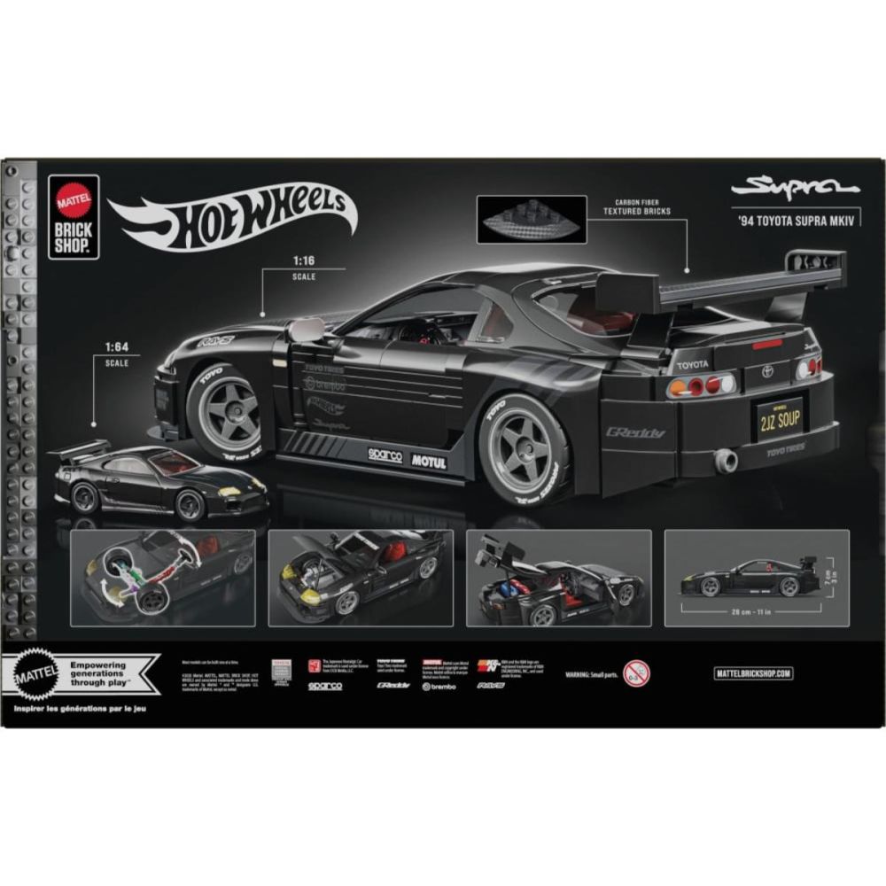 Конструктор и метална количка Brick Shop, Hot Wheels, Elite Series, ‘94 Toyota Supra MKIV, JKG40