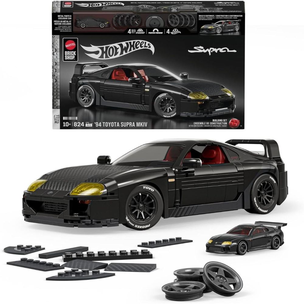 Конструктор и метална количка Brick Shop, Hot Wheels, Elite Series, ‘94 Toyota Supra MKIV, JKG40