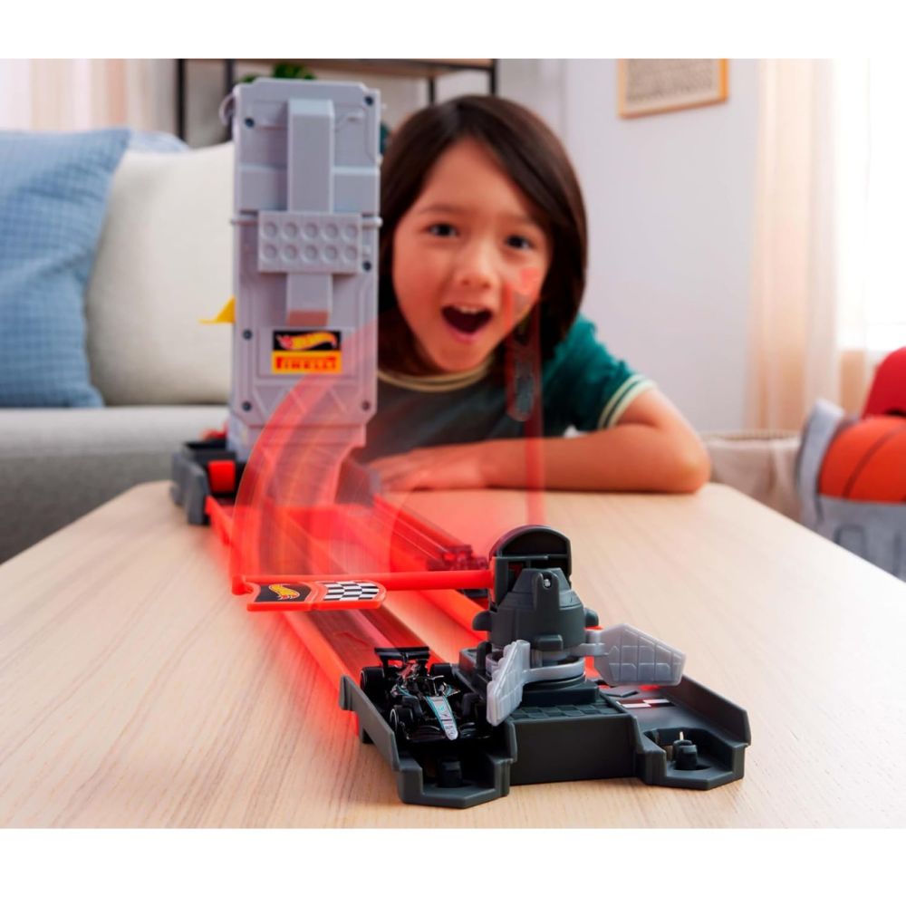 Комплект състезателна писта с 2 колички, Hot Wheels, Racing Formula 1 Grid, 1:64, JKM88