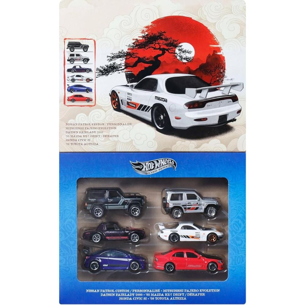 Комплект 6 колички, Hot Wheels, Silver Series, Street of Japan, 1:64, JLB23