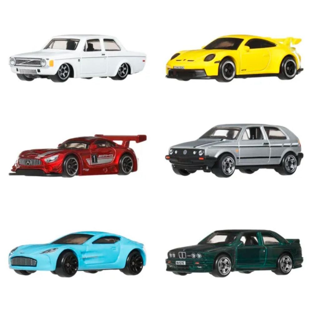Комплект 6 коли, Hot Wheels, Silver Series, Euro Style, JLB25