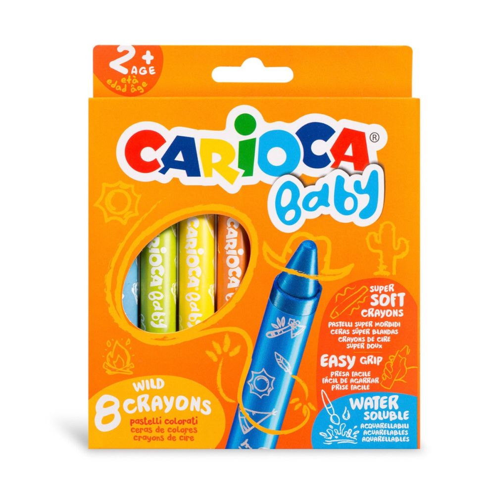 Комплект 8 восъчни моливи, Carioca, Baby Wild