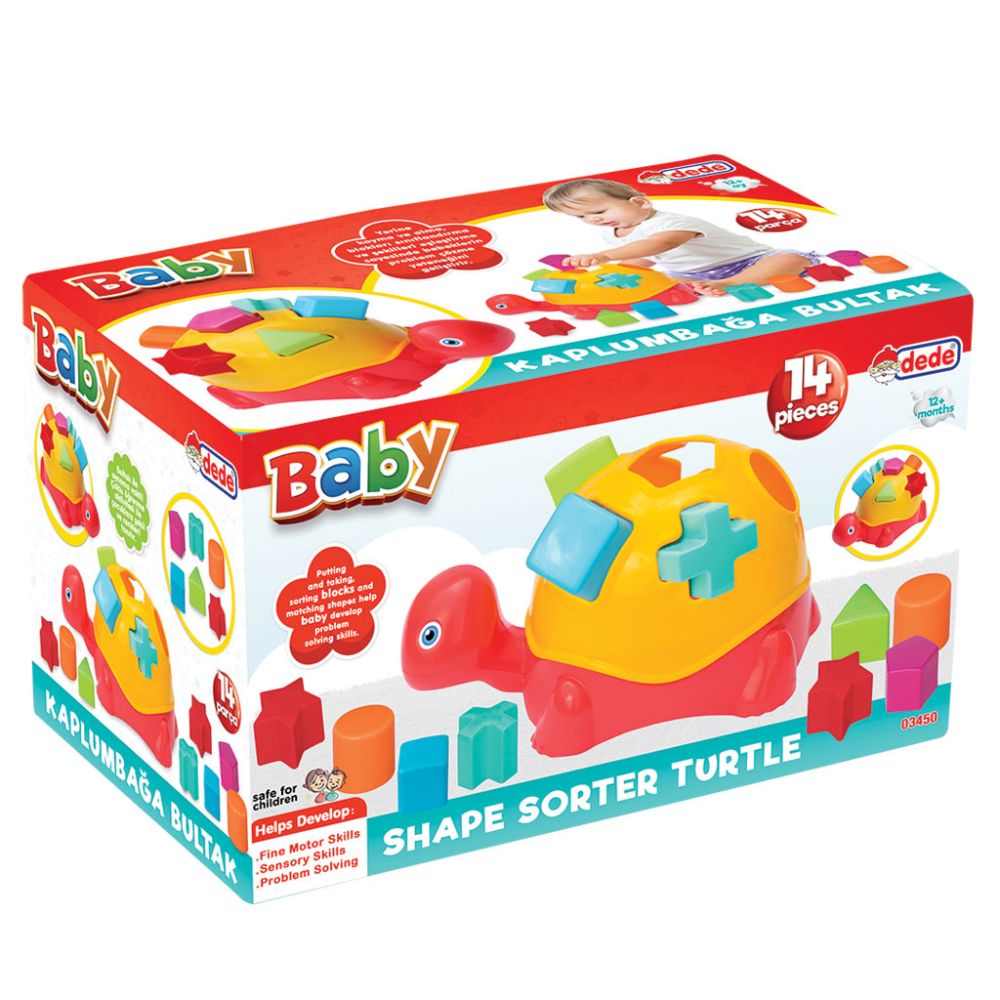 Играчка за сортиране на форми, Dede, Костенурка, 14 части