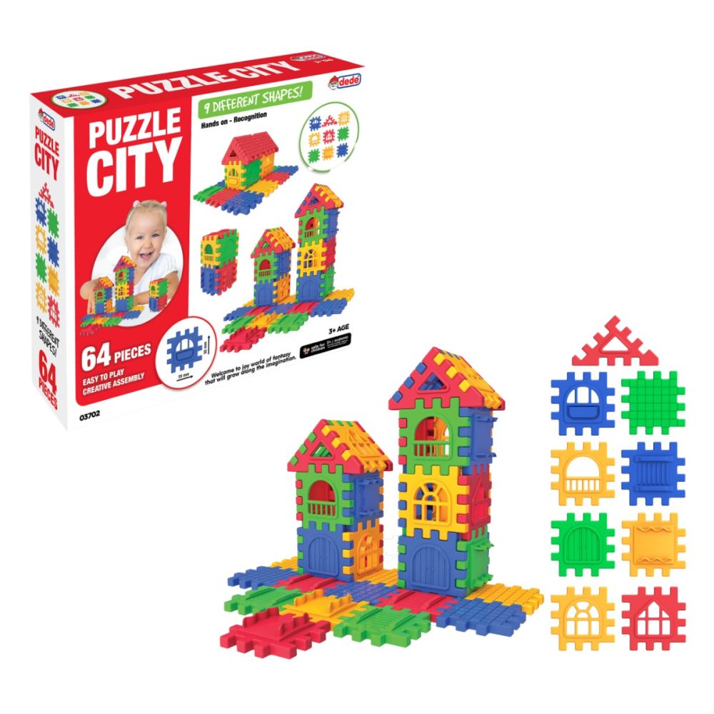 Строителен комплект, Dede, Puzzle City, 64 части