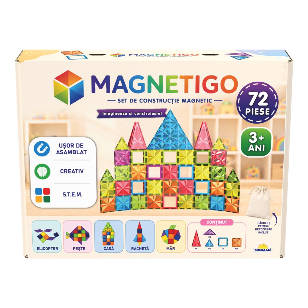 Магнитен строителен комплект Magnetigo, 72 части