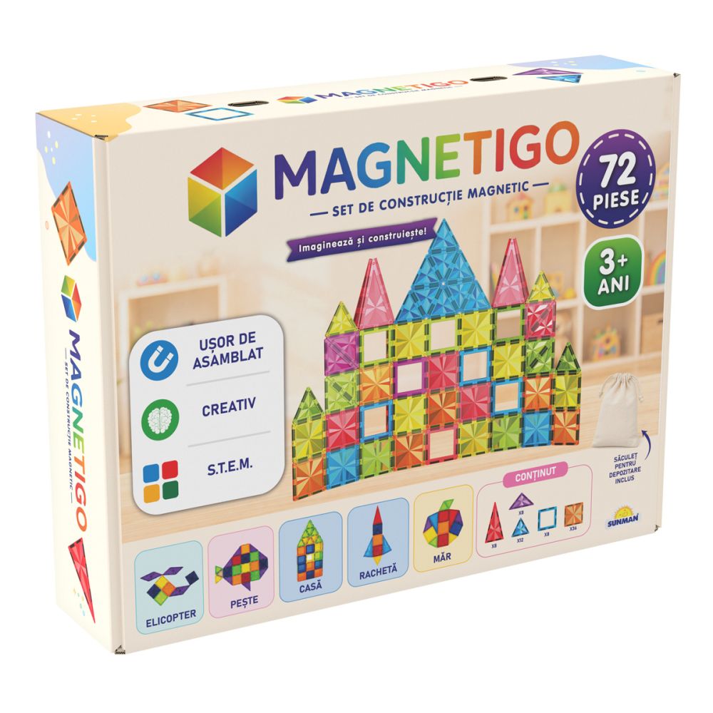 Магнитен строителен комплект Magnetigo, 72 части