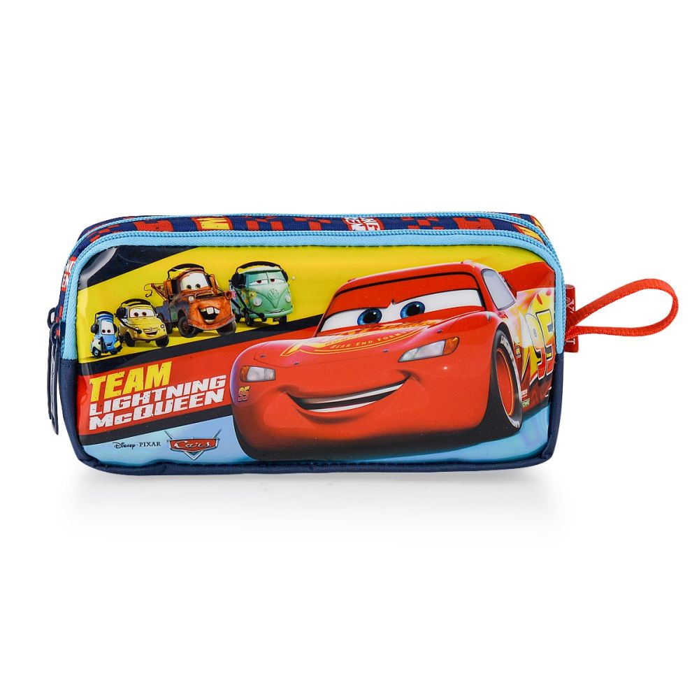 Правоъгълен моливник с 2 ципа Team Lighting Mcqueen, Cars