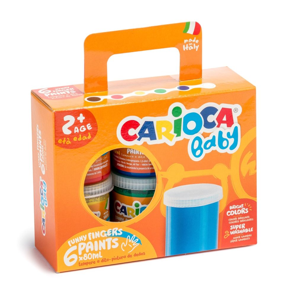 Комплект 6 акварелни кутии, Carioca, Baby Finger Paint, 80 мл