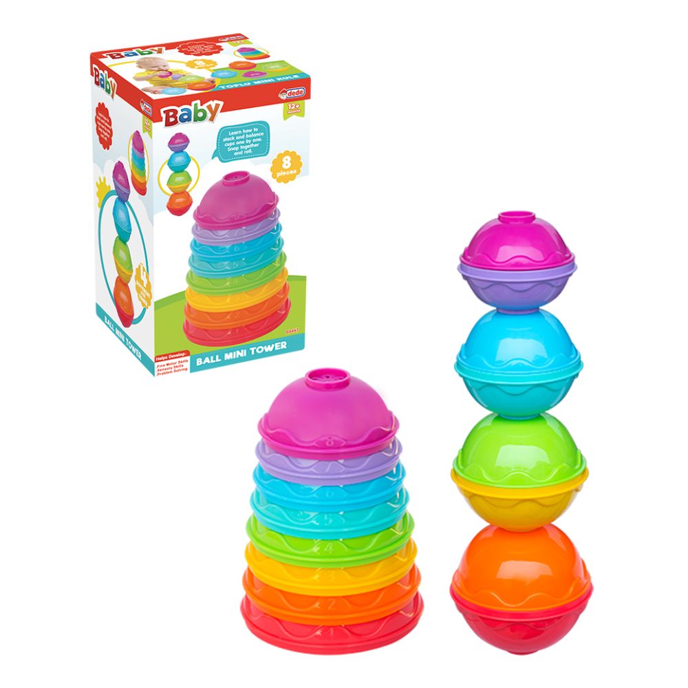 Играчка за сортиране и подреждане, Dede, Ball Mini Tower, 8 части