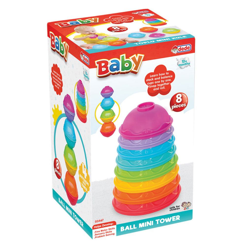 Играчка за сортиране и подреждане, Dede, Ball Mini Tower, 8 части