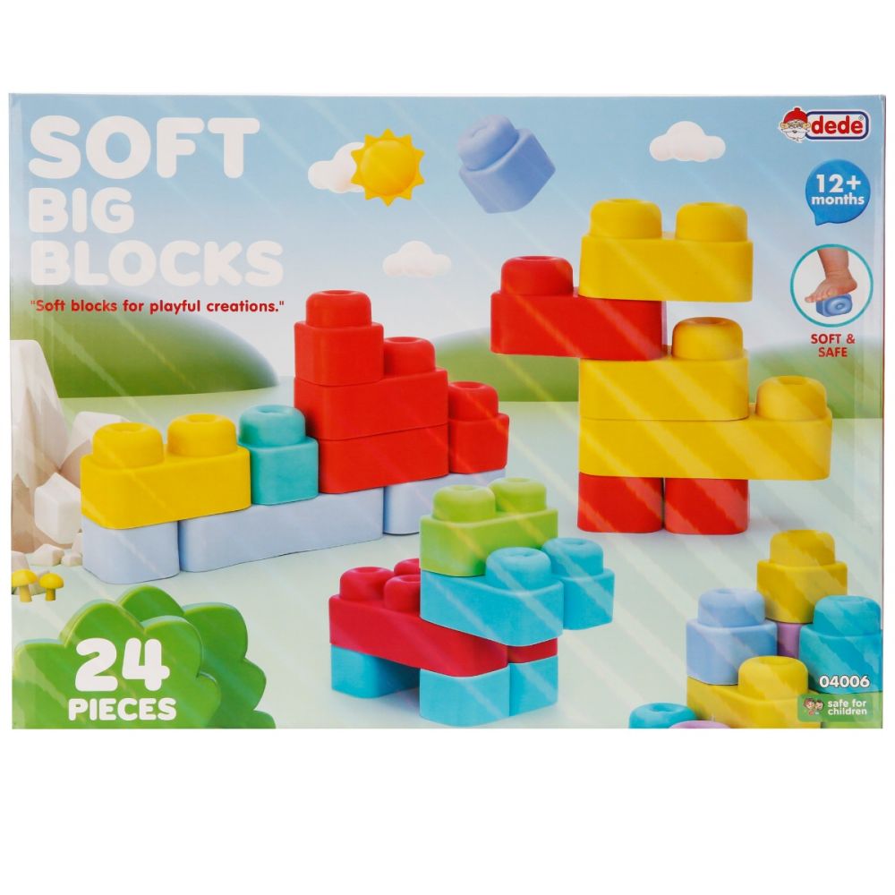 Строителен комплект, Dede, Soft Big Blocks, 24 части