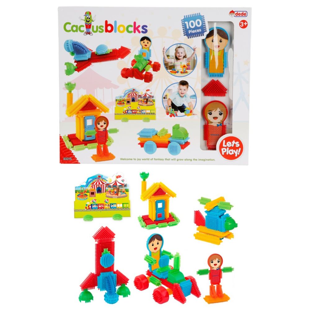 Строителен комплект, Dede, Cactus Blocks, 100 части