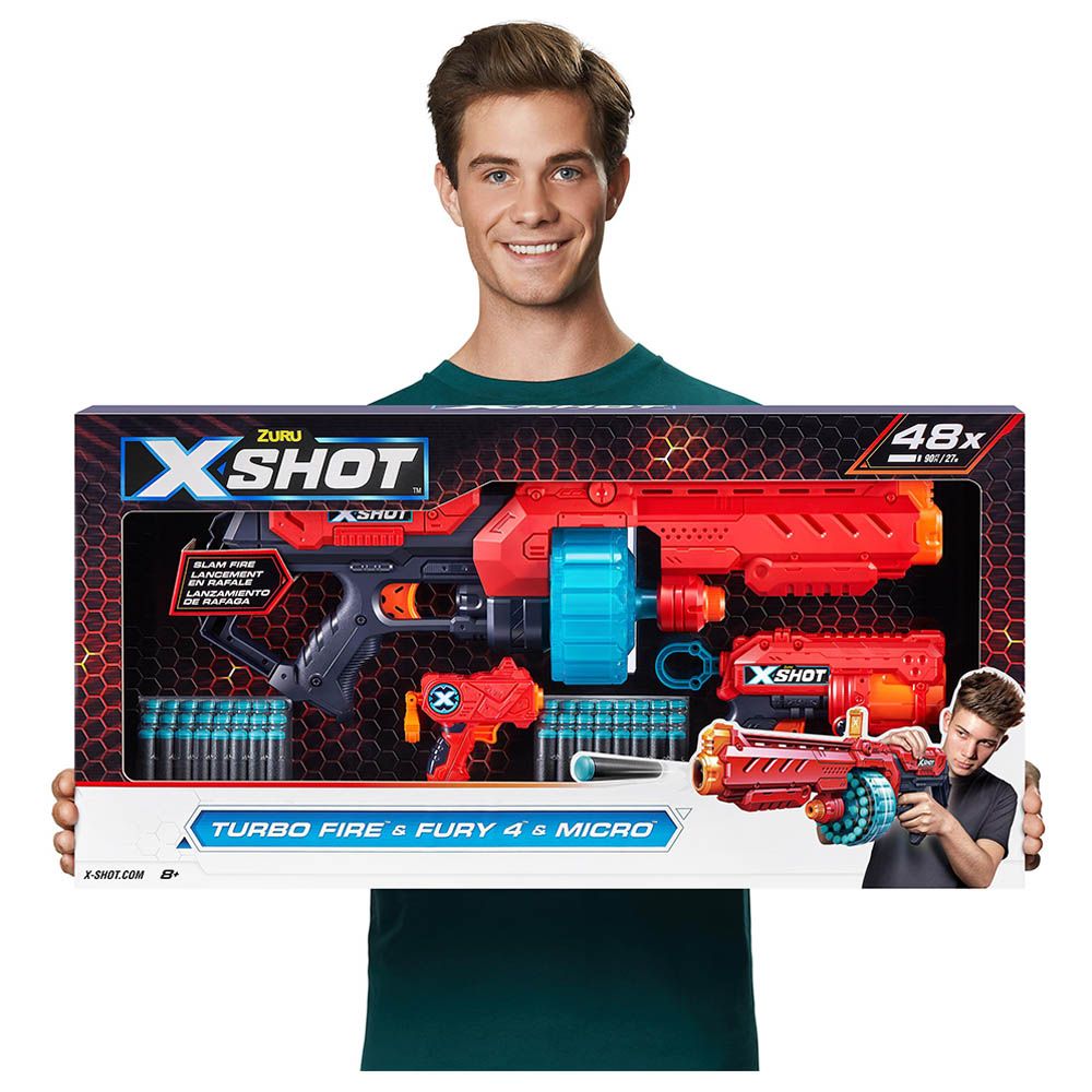 Бластер X-Shot Combo Pack Turbo Fire Fury, 48 снаряда
