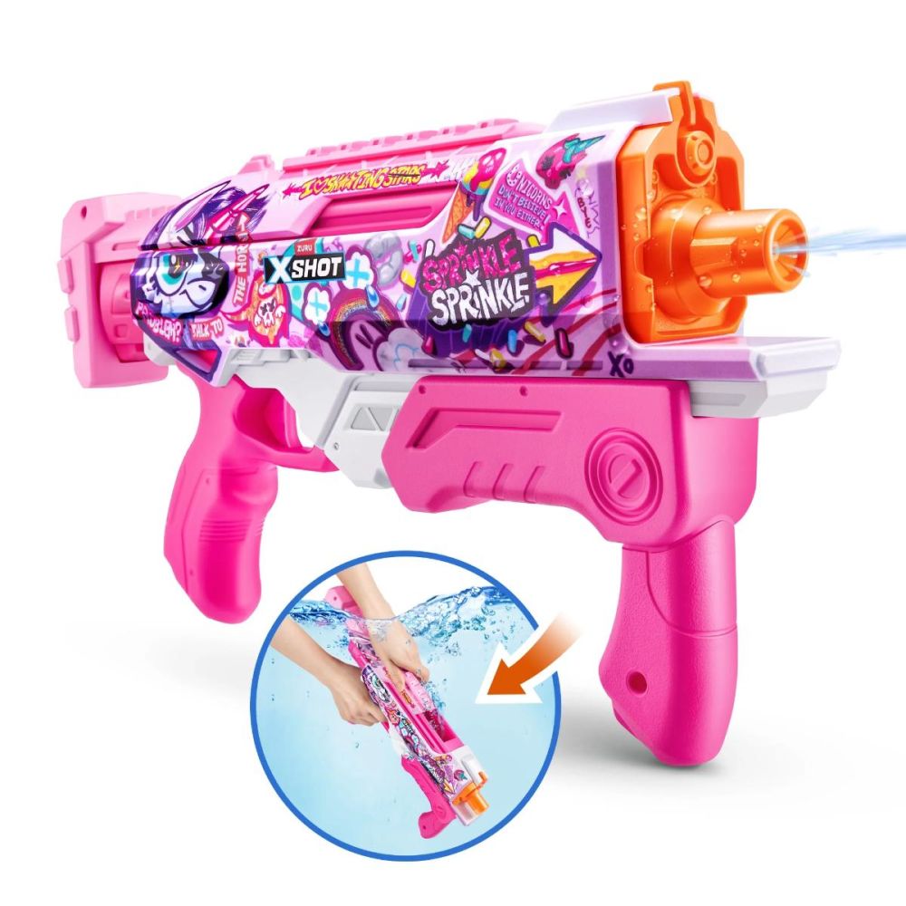 Воден пистолет с бързо зареждане, X-Shot Hyperload, Unicorn Splash