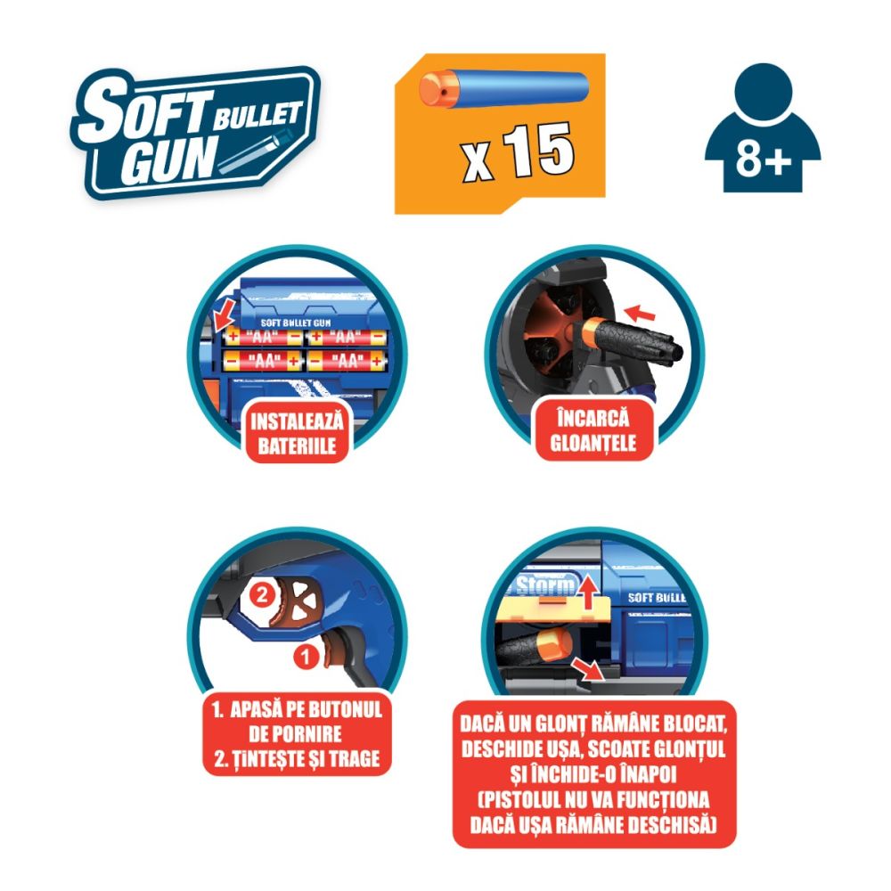 Пистолет Blaze Storm, Zapp Toys, с 20 гъбени стрелички, Син