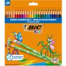 Цветни моливи с гумички Evolution Illusion Bic, 24 цвята