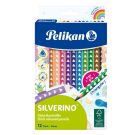 Комплект 12 триъгълни цветни молива, Pelikan, Silverino