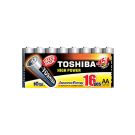 Комплект от 16 алкални батерии Toshiba R6, AA, High Power
