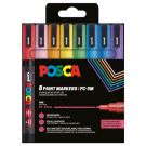 Комплект маркери Posca, UNI PC-3ML, 0.9-1.3 мм, с брокат, 8 цвята